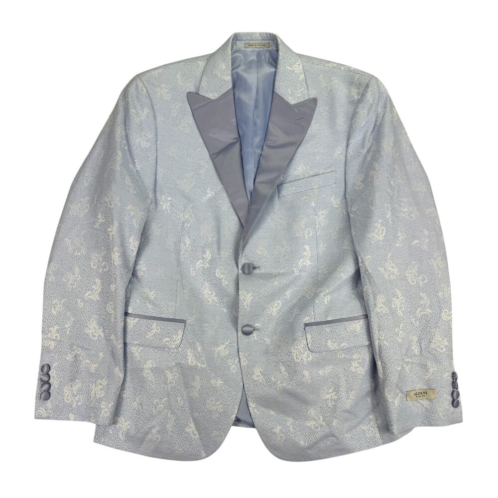 Alfani Mens Slim Fit Floral Evening Suit Jacket Light Blue 38S
